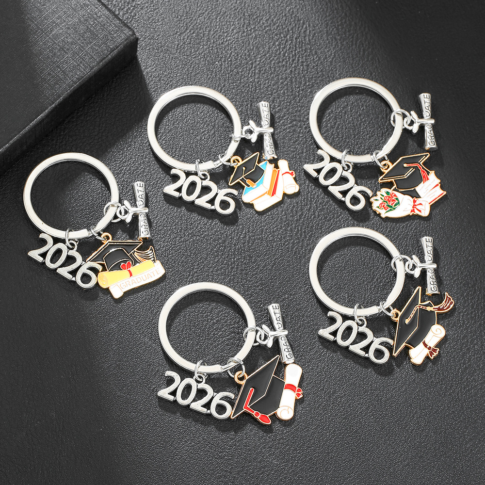 亚马逊跨境2026毕业季学士帽钥匙扣 学生书包教师节礼物满分挂件