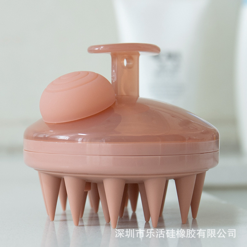 跨境新款按压出液洗头刷按摩梳清洁沐浴刷装洗发水硅胶洗头刷