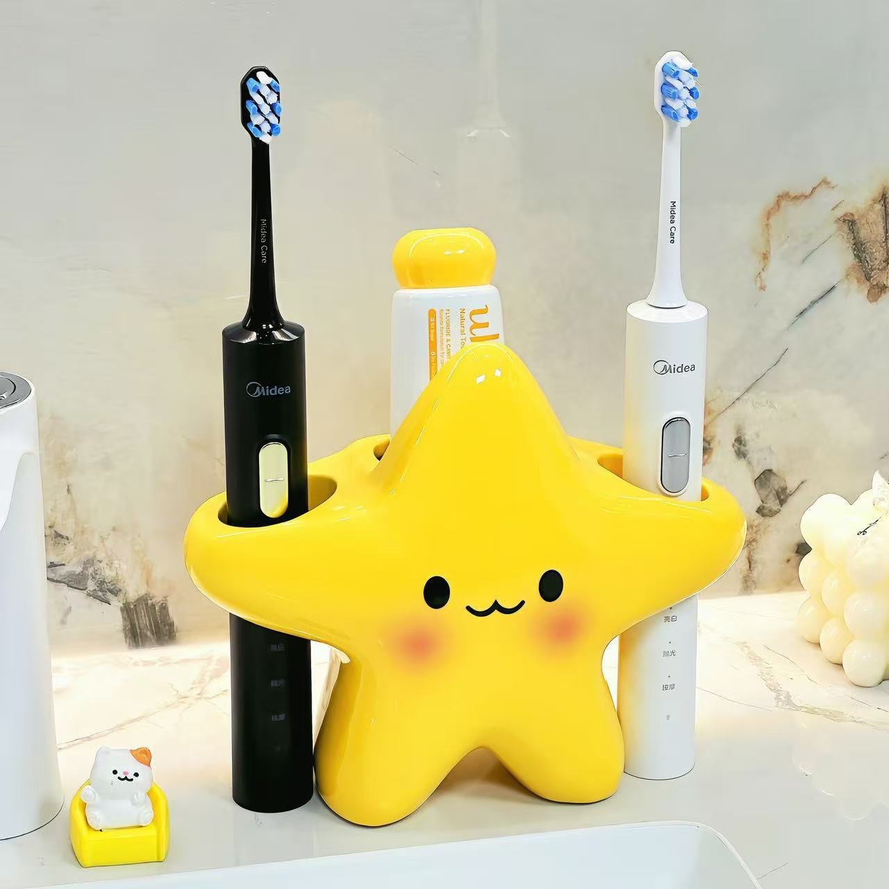 星星牙刷架可爱卡通电动牙刷收纳架情侣牙膏置物架